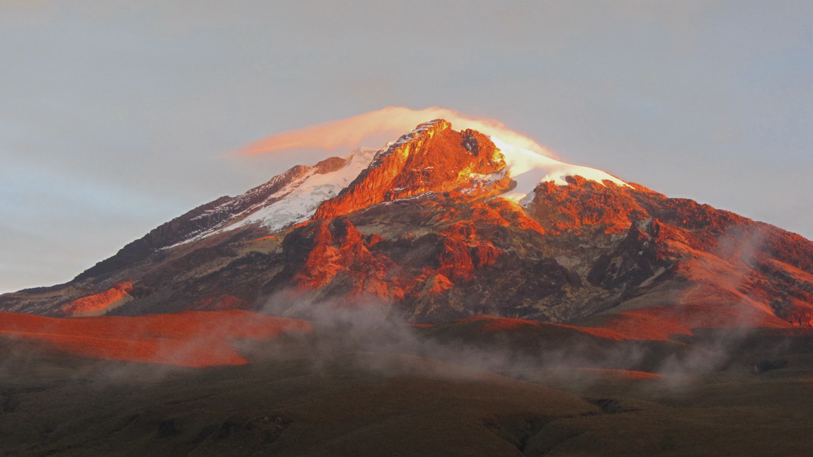 Nevado del Tolima at sunset, seen from our camp Las Cuevas